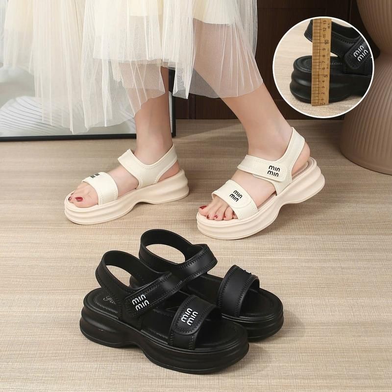 Dép Sandal Nữ Đế Cao 4cm Chứ Minn Minn Xăng Đan Quai Dán QAIDAN 828