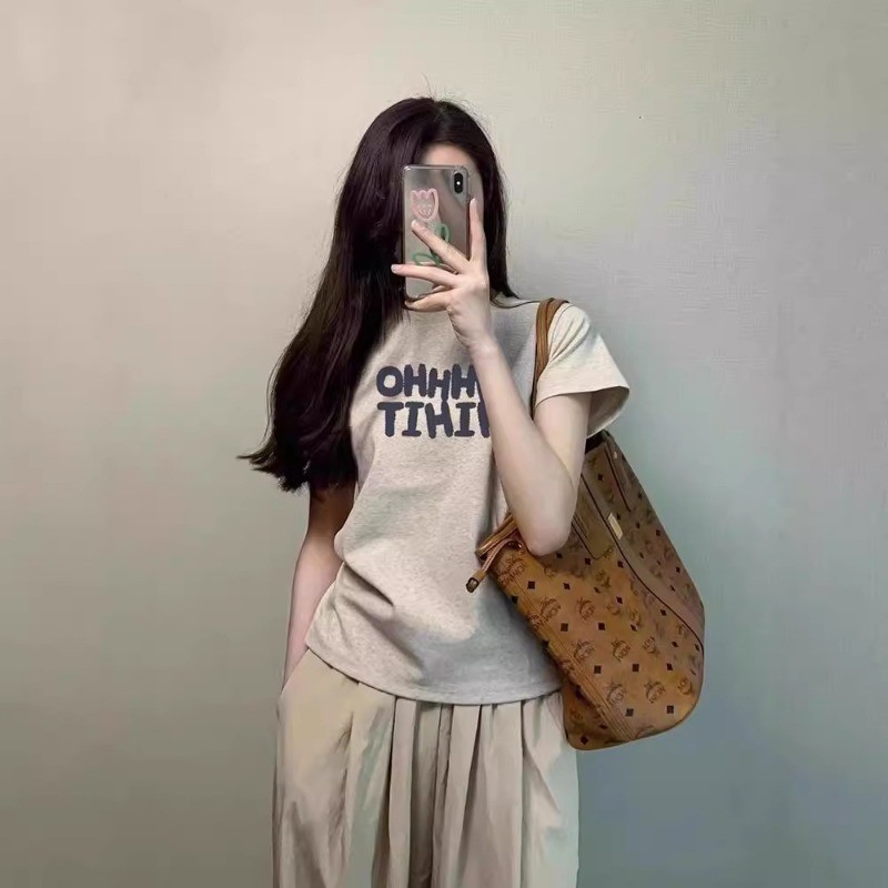 Áo thun cotton cổ tròn nguyên chất mùa hè Áo thun bó cơ bản Áo thun trẻ em siêu dễ thươngáo phông nữ | BigBuy360 - bigbuy360.vn