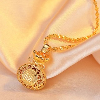 Ánh Sáng Sang Trọng Retro Phong Cách Dân Tộc Việt Nam Cát Vàng Hoa Lụa Rỗng Túi May Mắn Vòng Cổ Mới Đồng Trung Quốc Mạ Vàng Nơ Túi Đựng Tiền Mặt Dây Chuyền Phụ Kiện Thời Trang Ngọt Ngào