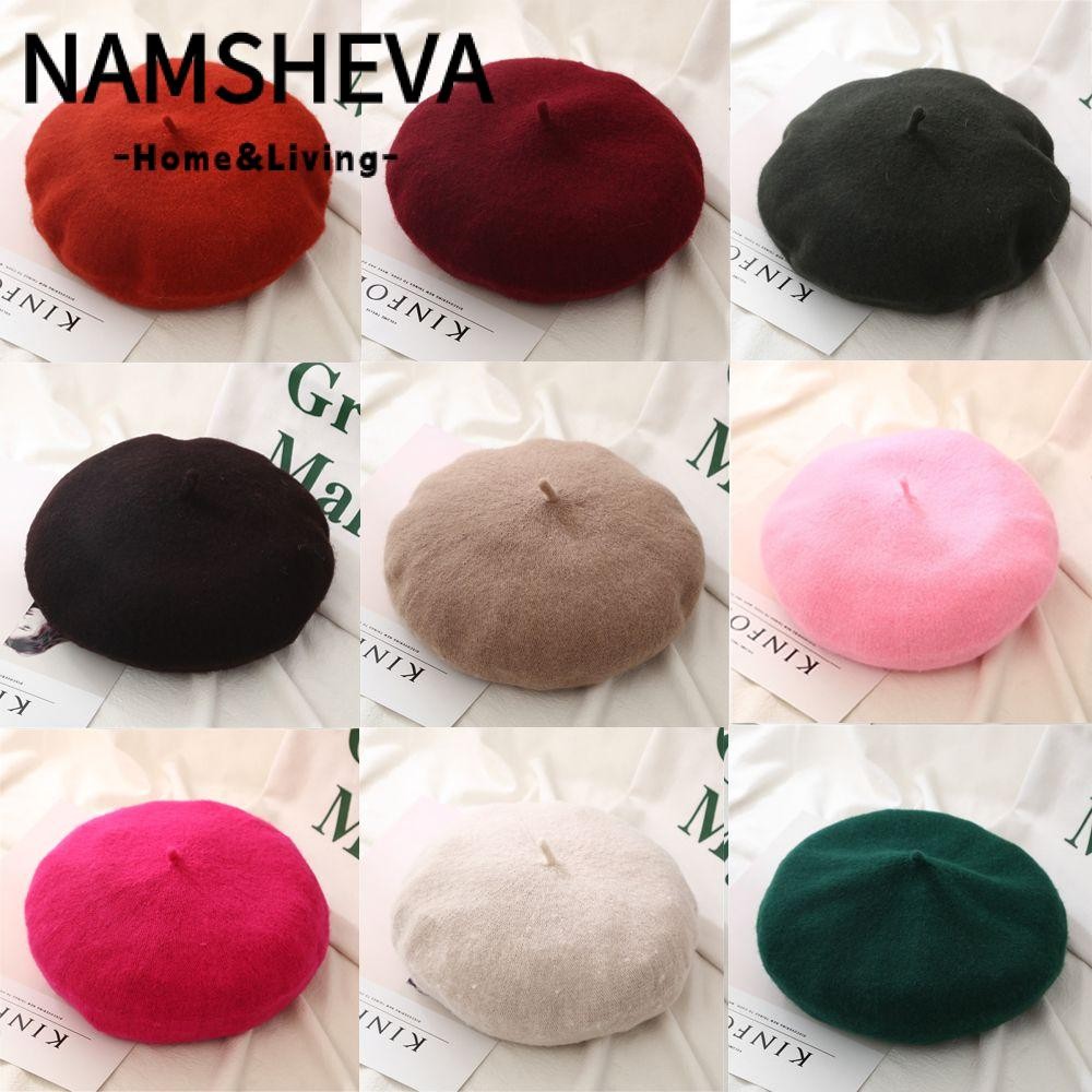 Mũ nồi mùa thu NAMSHEVA Mũ nồi màu trơn Beanie Baggy Mũ phẳng