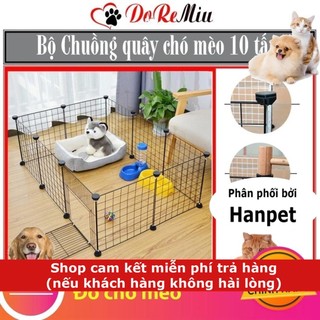 New- Hanpet- Bộ Chuồng quây chó mèo lưới lắp ghép có cửa chuồng cũi kèm chốt, dây rút