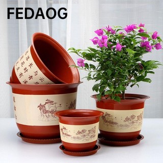 Chậu nhựa FEDAOG, Chậu hoa dày in cát tím giả, Chậu hoa có đường kính lớn thực tế