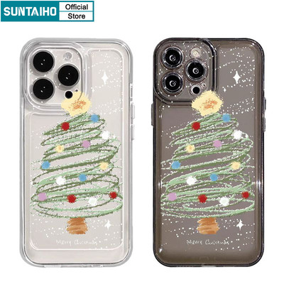 Suntaiho Ốp Lưng iPhone Đẹp trong suốt in hình Vỏ Độc Đáo Bông Tuyết Họa Tiết Cây Giáng Sinh Ốp Điện Thoại TPU Mềm Cao Cấp Chống Sốc Cho Iphone 16 15 14 13 12 11 Pro Max IP 7 8 Plus Iphon X Xs XR Xs Max Ốp Lưng