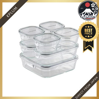 Iwaki Heat-Resistant Glass Storage Containers, Cool Gray System Set Pack & Range PC-PRN7GY2 - Durable, Leak-Proof, Ideal for Food Storage, Microwave, and Oven Use. Perfect for Meal Prep and Organization!