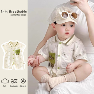 Mùa Hè Mới Quần Áo Cho Bé Trai Và Bé Gái Cotton Mỏng Tay Ngắn Body 0-24 Tháng Tuổi Polo Cho Bé Hoạt Hình Siêu Dễ Thương Khủng Long Phong Cách Hàn Quốc Áo Liền Quần