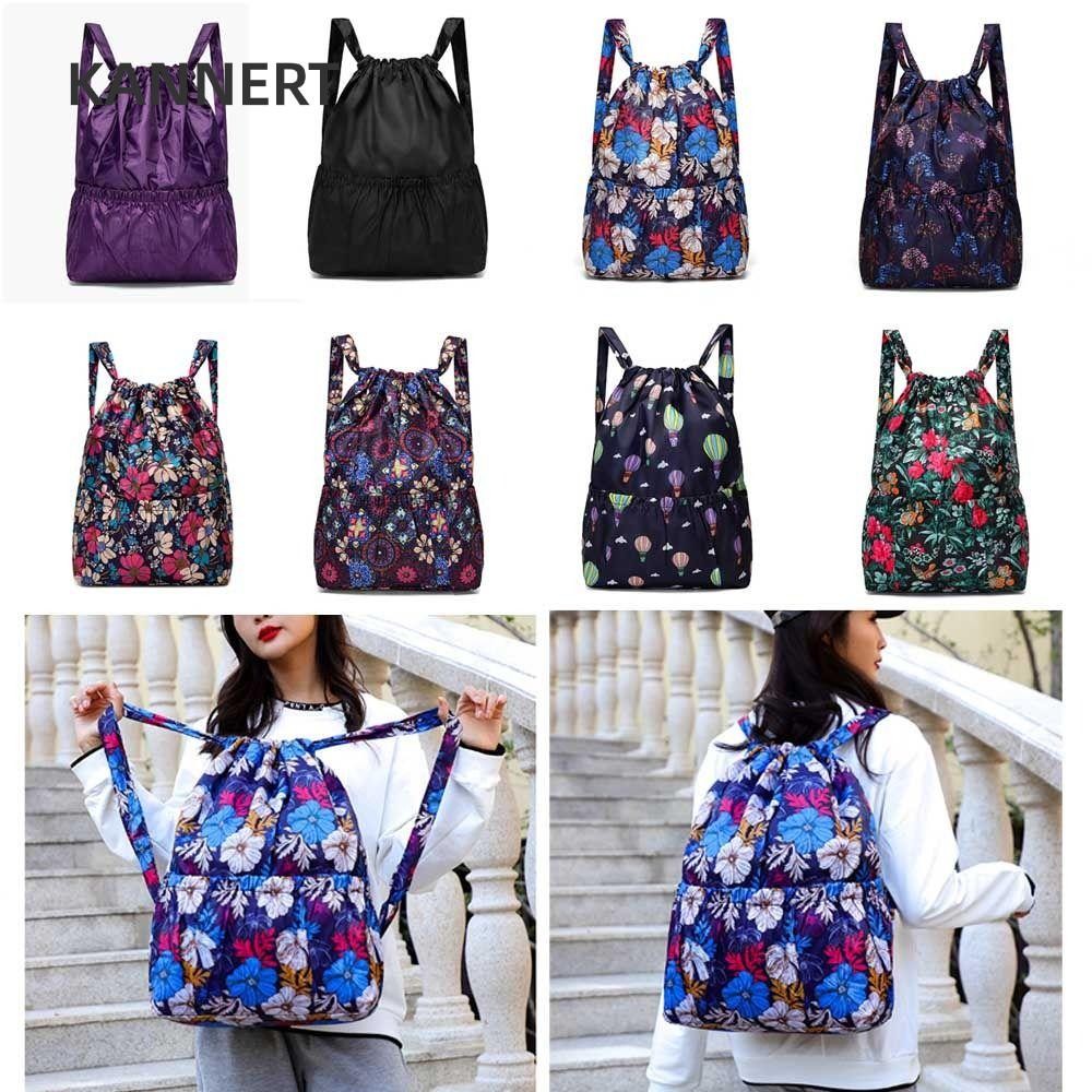 Túi dây rút KANNERT, Ba lô dung tích lớn bằng vải Polyester, Túi du lịch chống nước gấp nhẹ đa chức năng dành cho nữ
