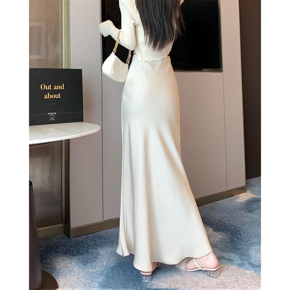 RICH-THEY Chân Váy Dài Chất Liệu Lụa  Váy Chữ A Mịn Màng Satin Gợi Cảm Thời Trang Mới Dành Cho Nữ | BigBuy360 - bigbuy360.vn
