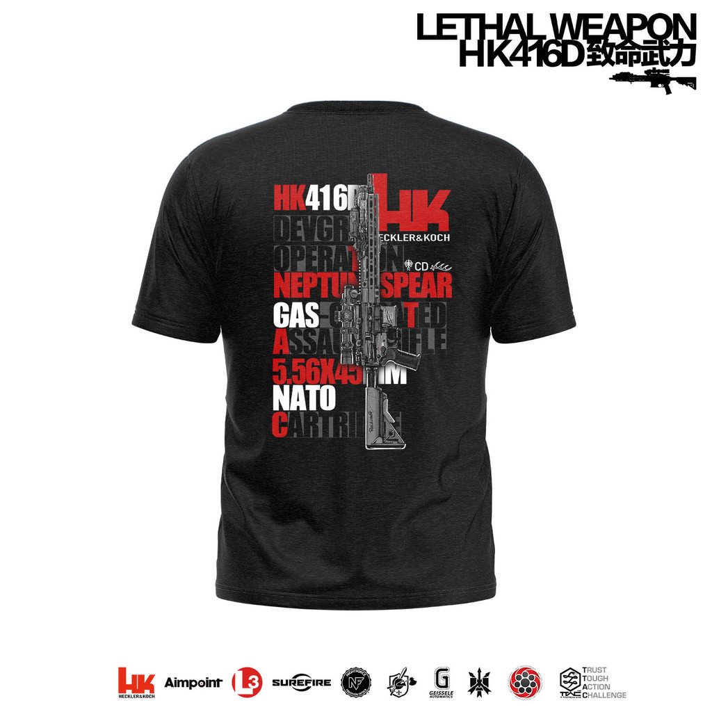 [Ttac] HK416 Áo thun Fatal Force 100% Cotton Cổ Tròn Nam Tay Ngắn Chiến Thuật Quân Sự Áo Thun