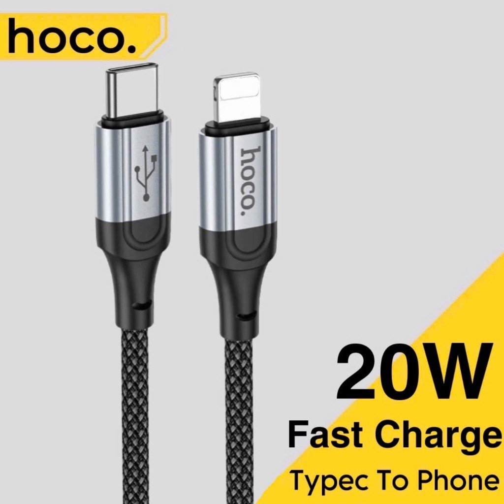 Dây sạc nhanh 20W Hoco dành cho phone X ... 11 12 13 14 cáp bọc dù 2 lớp hỗ trợ sạc pd27w pd20w dài 