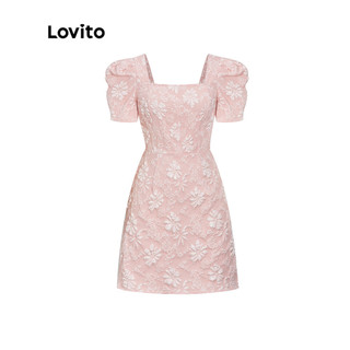 Lovito Váy giản dị Váy họa tiết hoa Jacquard có cấu trúc dây phồng cho nữ L56ED108 (Nhiều màu)