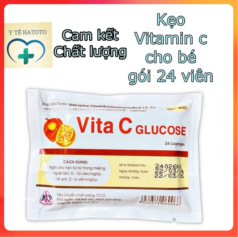 Viên ngậm vitamin C - Vita C Glucose gói 24 viên ngậm y tế hatoto có ship hỏa tốc