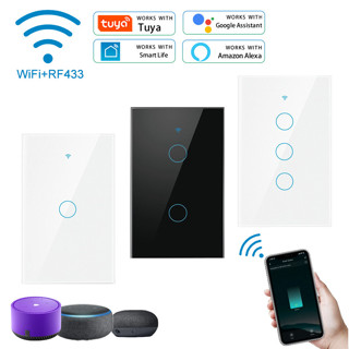  Công tắc thông minh Tuya Dây trung tính US   Không cần dây trung tính 1   2   3  4Gang Light WiFi Touch Switch hoạt động 
