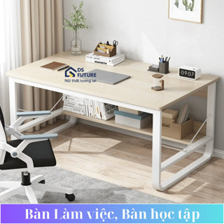 Bàn học sinh chân U sắt 2*4 uốn cong, có kệ lửng sơn tĩnh điện, Mặt MDF 15mm, chịu tải 200kg. DS Future