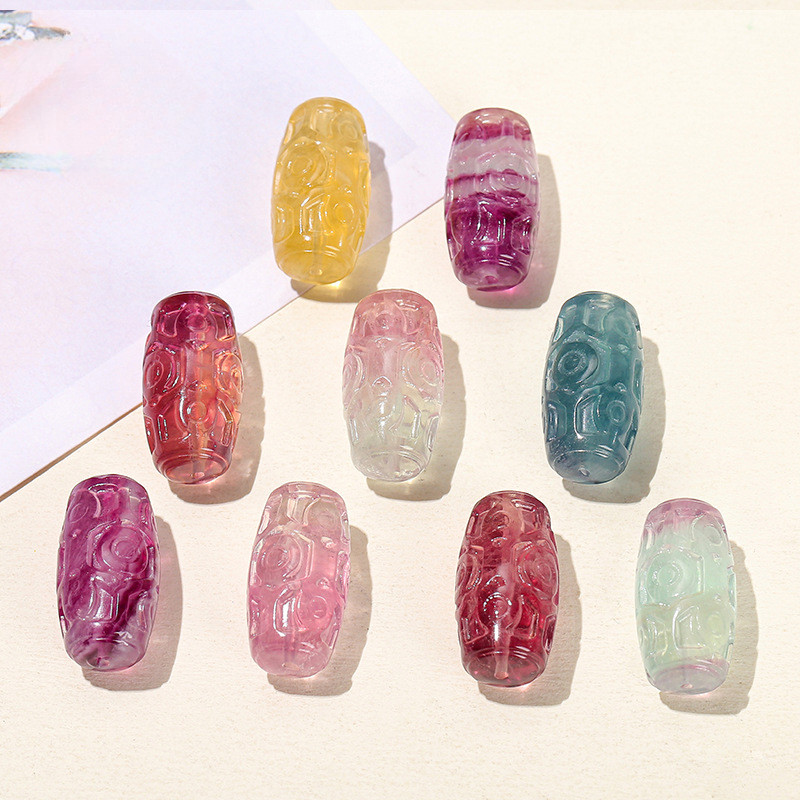 Tự Nhiên Nhiều Màu Sắc Fluorite Giấy Thùng Hạt Pha Lê Khắc Phụ Kiện diy Trang Sức Phụ Kiện Rời Hạt Bán Buôn