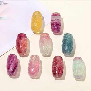 Tự Nhiên Nhiều Màu Sắc Fluorite Giấy Thùng Hạt Pha Lê Khắc Phụ Kiện diy Trang Sức Phụ Kiện Rời Hạt Bán Buôn