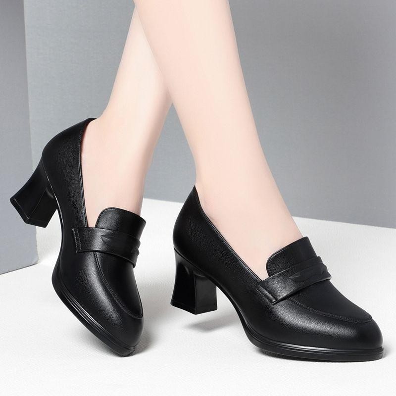 Giày Mẹ VN, Da Thật, Da Mềm, Đế Mềm, Gót Dày Thoải Mái, Nhẹ, Giày Da, Giày Nữ Trung Niên, Giày Cao Cấp, Chống Trơn Trượt, Sản Phẩm Mới 2025