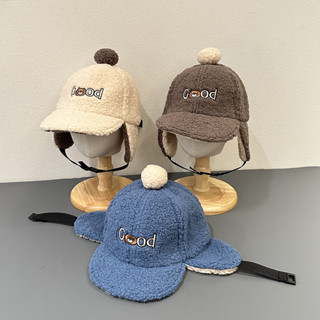 Mùa Đông Hàn Quốc Trẻ Em Mũ Nhung Cừu Bé Trai Bé Gái Dày Chống Gió Mũ Bóng Chày Cho Bé Mũ Tai Ấm Áp