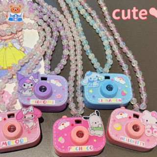 [CRD] Vòng cổ trẻ em hình dạng máy ảnh có thể được chiếu với phim hoạt hình đông lạnh vòng cổ ngọc trai trẻ em mặt dây chuyền trang sức phong cách dopamine YK