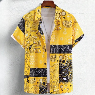 Vintage Hawaii Áo Sơ Mi Nam Họa Tiết Dân Tộc In Hình Áo Tay Ngắn Thời Trang Nam Quần Áo Rời Quá Khổ Áo Sơ Mi Nam