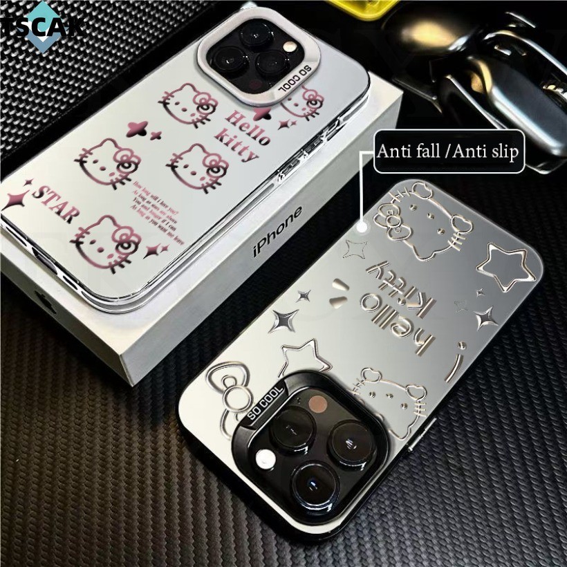 Ốp điện thoại Sanrio Hello Kitty Girl họa tiết dễ thương cho Redmi K70 K60 K50 K40 K30 Pro Ultra Gaming K70E13C 12C 10C 9C 12 10 A1 A2 Vỏ bảo vệ màu bạc mờ