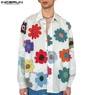 Incerun Nam Vintage Áo Sơ Mi Dài Tay In Hoa Nhiều Màu Sắc