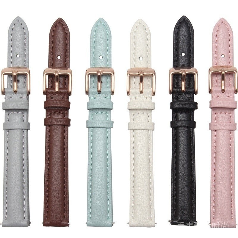 Dây đeo đồng hồ nữ giá trị cao, ngôn ngữ hoa cỏ bốn lá, tương thích với dây đeo đồng hồ Yuweilu, dây đeo bằng da 12 14 16 18mm