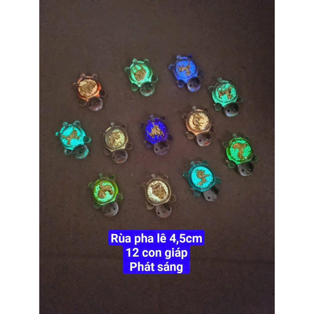 SÉT Rùa  con giáp  Dạ Quang Mini4,5cm  Dễ Thương Trang Trí Nhà Cửa
