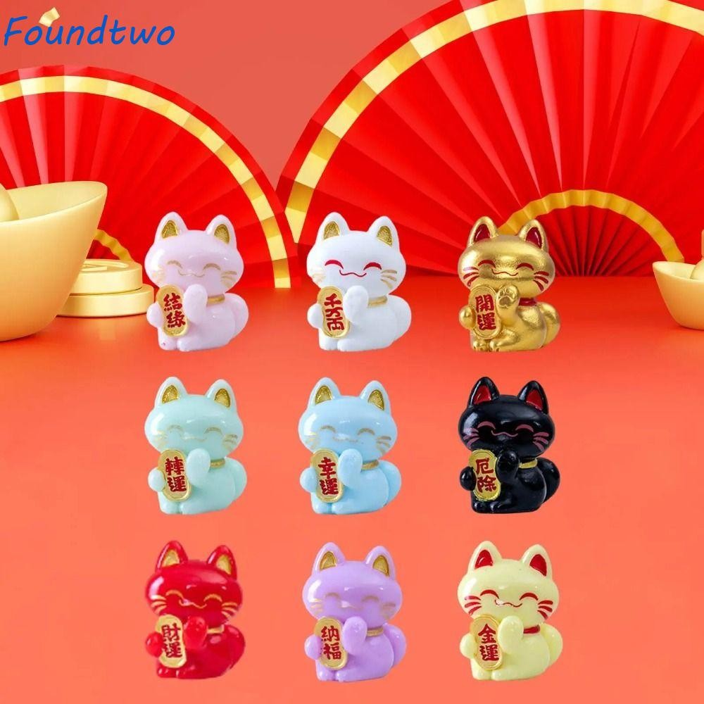 Foundtwo Tượng Mèo May Mắn, Phim Hoạt Hình Hình Mèo May Mắn Dễ Thương, Trang Trí Nhà Sáng Tạo Mô Hìn