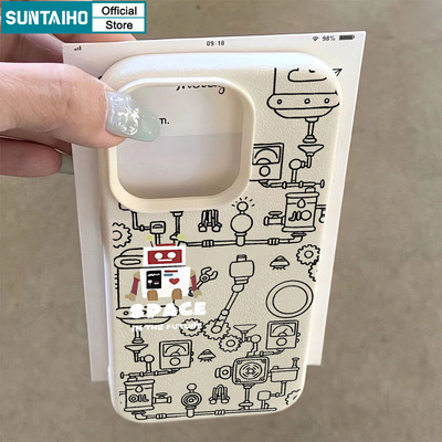 Suntaiho Thời Trang Độc Đáo Họa Tiết Robot Ốp lưng Cho Iphone 16 15 14 13 12 11 Pro Max IP 7 8 Plus Iphon X Xs XR Xs Max Silicon Mềm Cao Cấp Chống Sốc Ốp Lưng