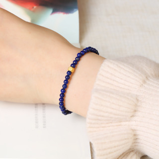  2025 Vòng tay hạt tròn ngọc bích Auspicious Lapis Lazuli màu xanh hoàng gia 4mm Vòng tay pha lê nhỏ 