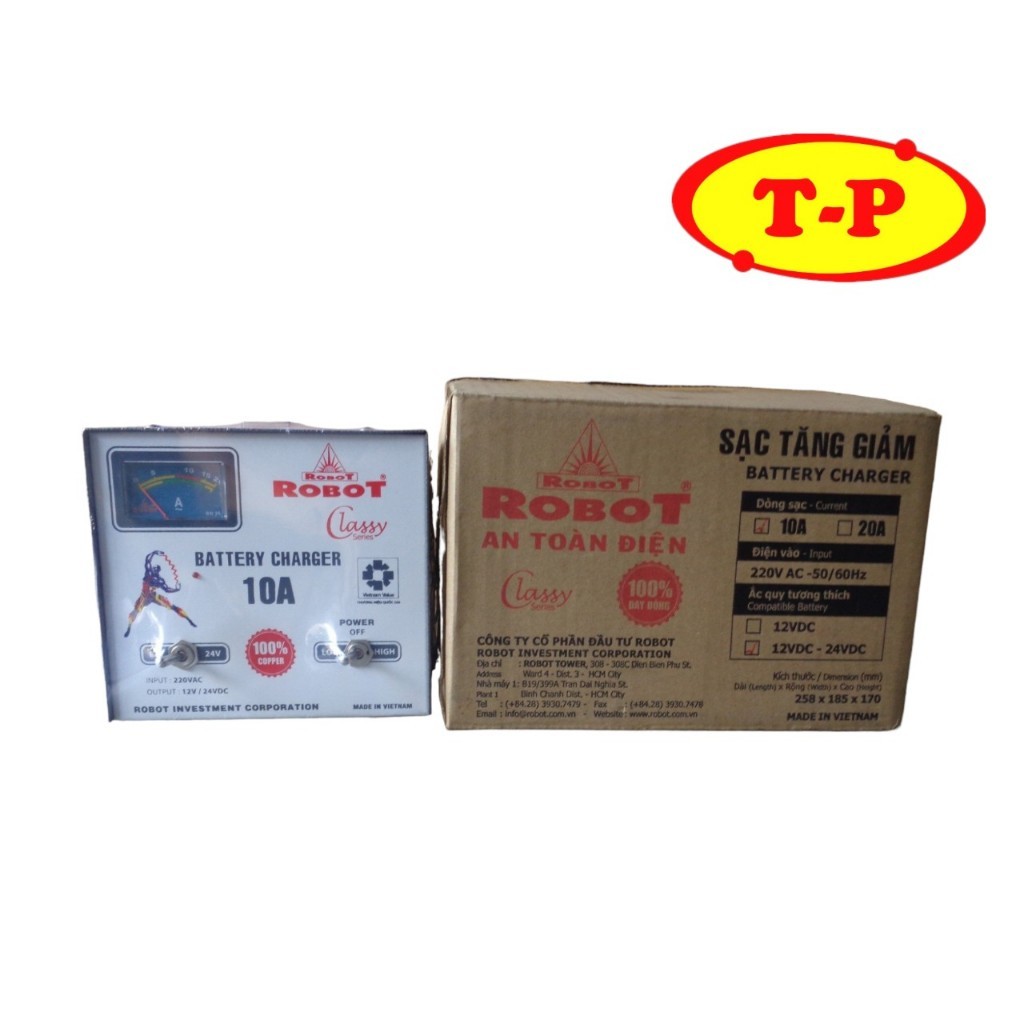 ROBOT - SẠC TĂNG GIẢM 10A - 12-24VDC (DÂY ĐỒNG)