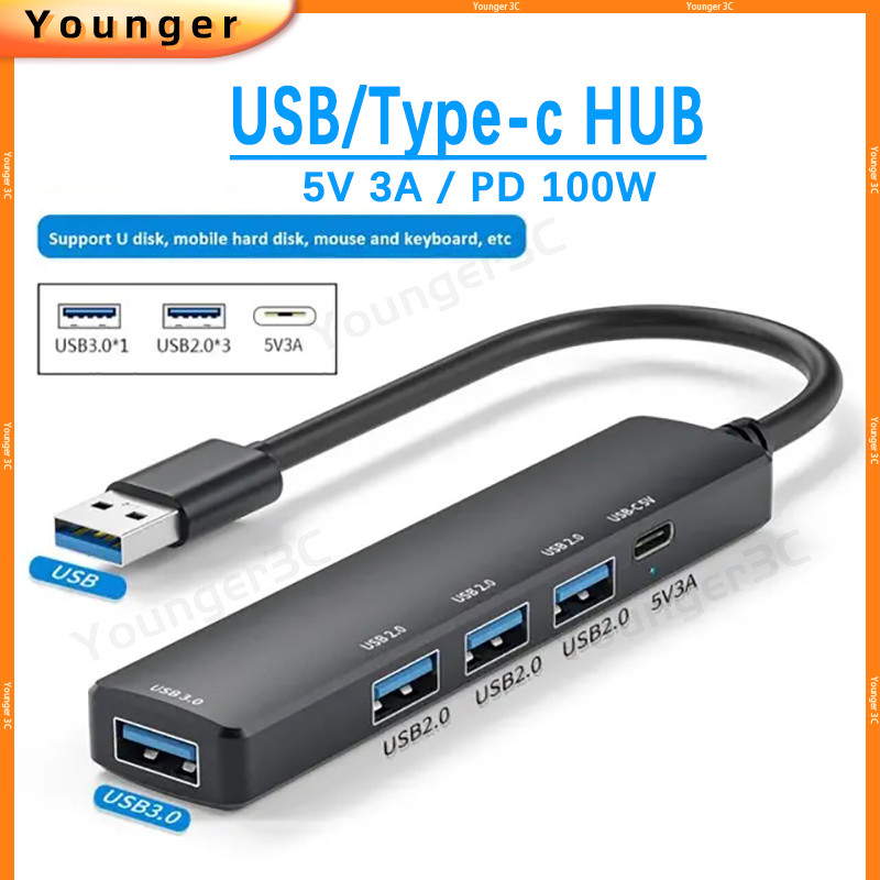 Bộ chia USB Hub2.0 với Hub USB / Type-C3.0 năm trong một, có khả năng sạc và chuyển các bộ mở rộng đ