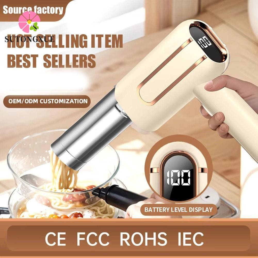 Máy làm mì ống điện SUTONGXUE, Máy làm mì ống không dây có thể sạc lại USB cầm tay, Máy ép mì màn hình thông minh hoàn toàn tự động dễ dàng