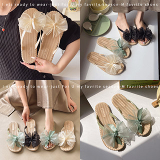  Dép Đi Biển Nữ Xỏ Ngón Lưới Thời Trang Chống Thấm Nước Mùa Hè - Dép Nơ Voan Giả Cối Chống Trơn Trượt 