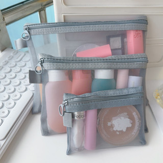 Túi trang điểm làm đẹp bằng lưới Nylon 3 kích cỡ có phụ kiện bàn chải dây kéo - Đồ vệ sinh nam nữ đa năng