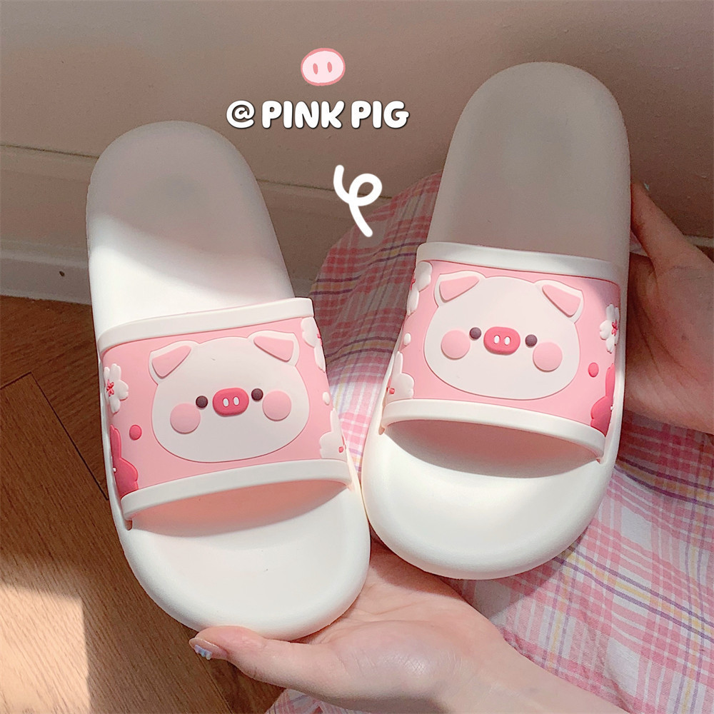 XIXITIAO Dép Dép Phong Cách Mới Nữ Thời Trang Phẳng Mùa Hè Dễ Thương Heo Con