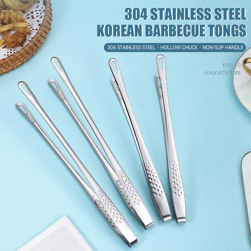 COD🌈🌈Kẹp gắp thức ăn inox 304 mẫu mới cán dài Tay cầm dài Kẹp thịt nướng đường chống trượt Bít tết 19/24/28CM