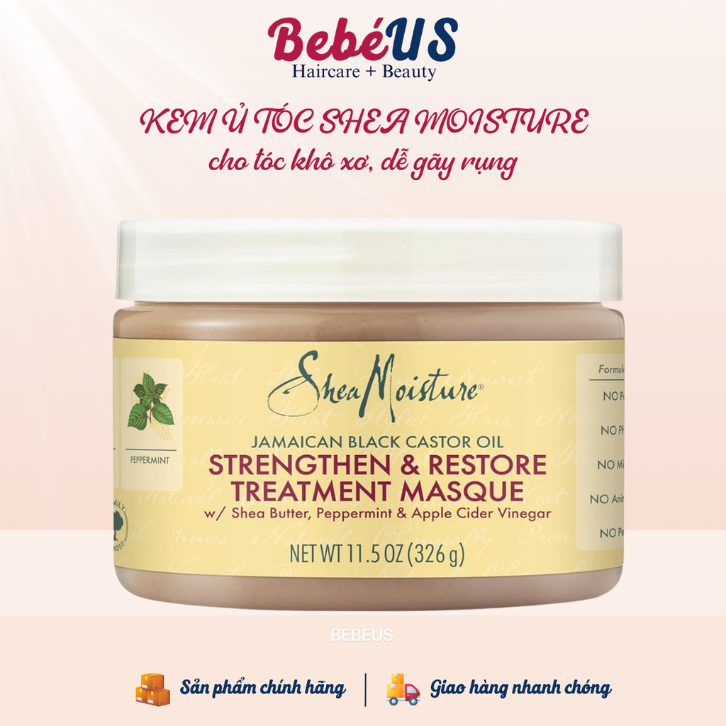 Kem ủ tóc siêu phục hồi Shea Moisture Jamaican Black Castor Oil STRENGTHEN & RESTORE masque 326g