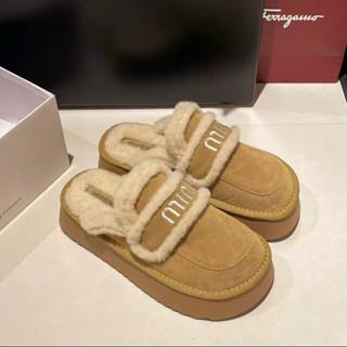 SỤC NỮ LÓT LÔNG DÀY SỤC LÔNG DA LỘN ĐỘN ĐẾ 4CM THỜI TRANG MÙA ĐÔNG [ lông nâu nhạt có hộp ]