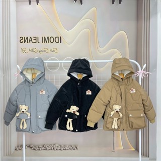 Áo phao LÓT LÔNG siêu ấm cho bé trai, bé gái + kèm GẤU BÔNG, chất Nhung lì, trần bông dày dặn 3 lớp.