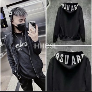 [CÓ SẴN] Áo Khoác Nỉ Có Mũ DSQ Túi Lá Phong / Áo Hoodie Khóa Kéo Dày Dặn Dáng Rộng Nam Nữ Unisex