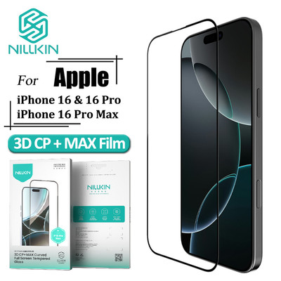 Kính cường lực NILLKIN 3D + Max cho iPhone 16 Pro Max 16 Pro 16 Plus Full Screen Edge Keo chống chói Bảo vệ màn hình chống cháy nổ