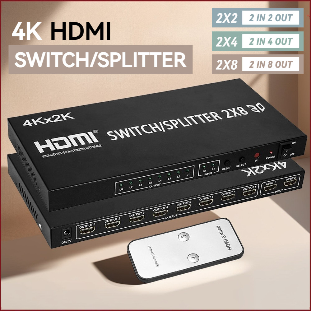 4K HDMI Switcher Splitter 2 Trong 8 Ra HDMI Switcher Cho PS4 DVD Camera Laptop PC Sang Đa Tivi Màn H