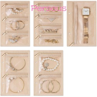 Túi đựng đồ trang sức MEGOCE 5 chiếc, Dụng cụ sắp xếp trang sức PVC trong suốt, Nhung thời trang có túi đựng dây kéo