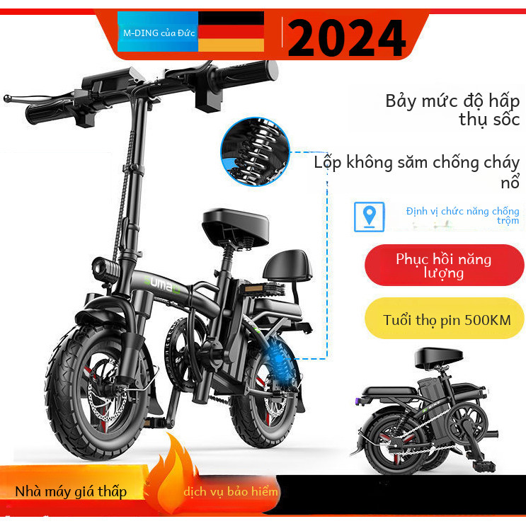 Xe Đạp Điện Đức Gấp Vào Cốp Xe, Pin Lithium 400W, Bảo Hiểm 24 Tháng