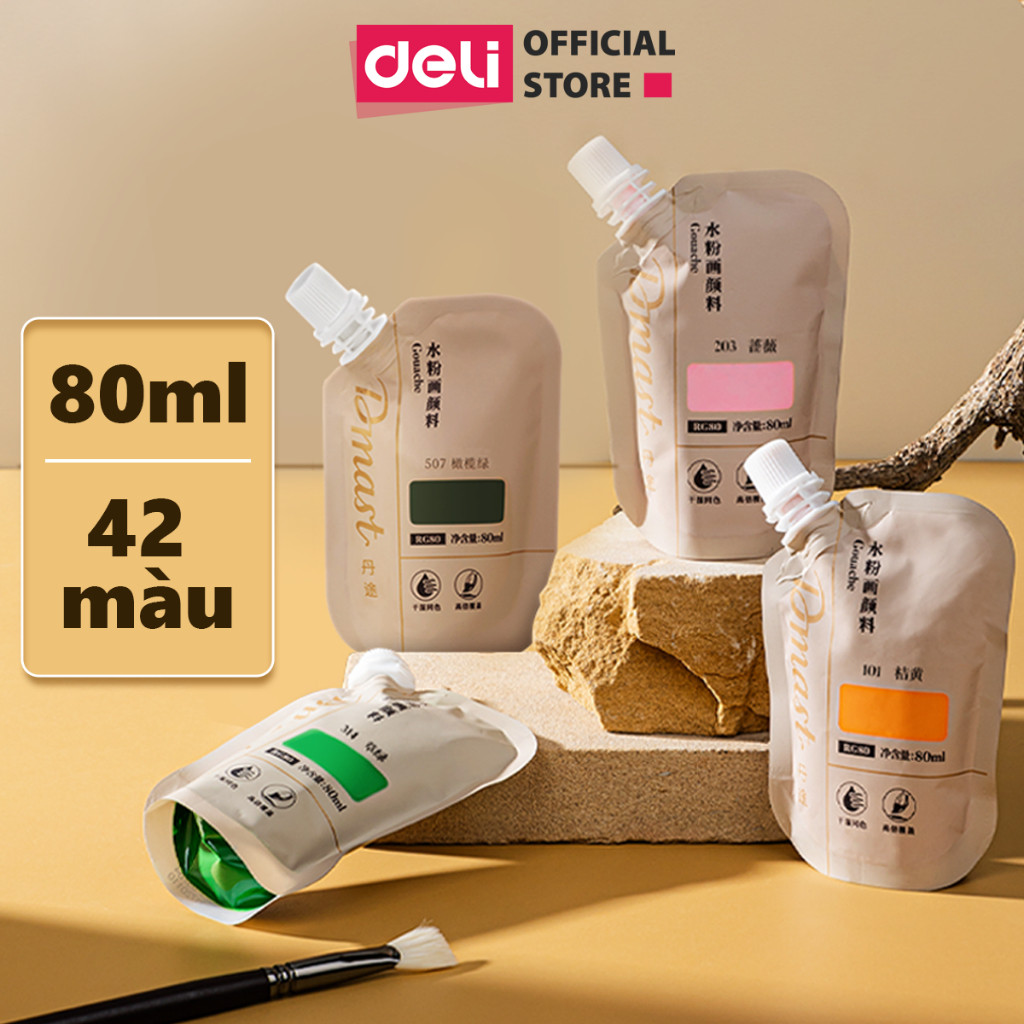 Màu Gouache Dmast Dạng Túi 80/100ml Cao Cấp Deli Màu Bột Pha Sẵn Vẽ Tranh Vải Toan Tranh Tường Tô Tư