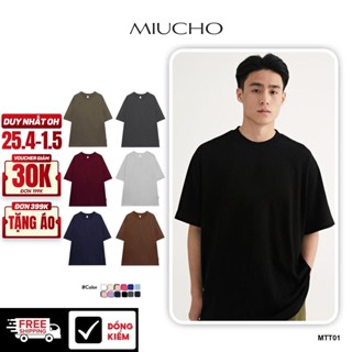 Áo thun trơn nam cổ tròn form rộng MTT01 Miucho vải cotton mềm mại thoáng mát basic tee