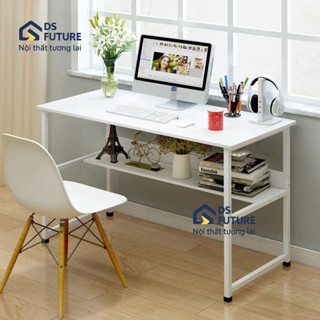 Bàn học, bàn làm việc U1 chân sắt sơn tĩnh điện, mặt MDF bo góc kèm kệ chắc chắn chịu tải 150kg