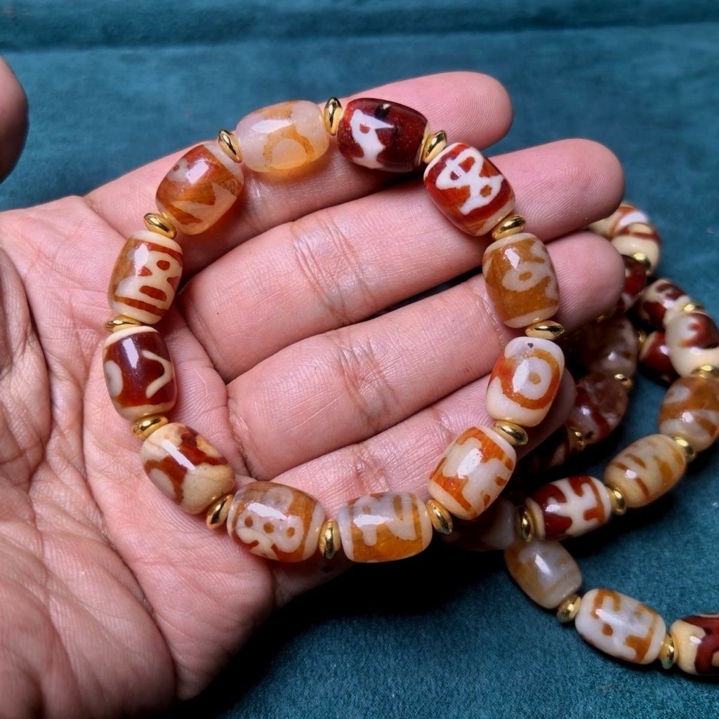 Vòng tay Duobao Dzi Ngọc đỏ Cinnabar Hạt Dzi Đỏ Dalo 4 Size _ aeiyue.vn