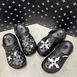  Dép mega crush black compass unisex tặng kèm jibbitz charm 3D sục cross SMFK đế cao 7 phân nam nữ hàng cao cấp 